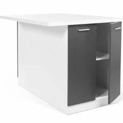 Îlot de cuisine blanc et gris 120 cm*IDMarket New