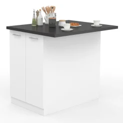 Îlot de cuisine blanc et plateau gris anthracite*IDMarket Online