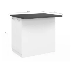 Îlot de cuisine blanc et plateau gris anthracite*IDMarket Online