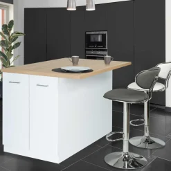 Îlot de cuisine blanc et plateau façon hêtre 100 cm*IDMarket Hot