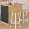 Îlot de cuisine imitation hêtre avec 4 portes noires 100 cm*IDMarket Outlet