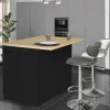 Îlot de cuisine noir et plateau façon hêtre 120 cm*IDMarket Sale