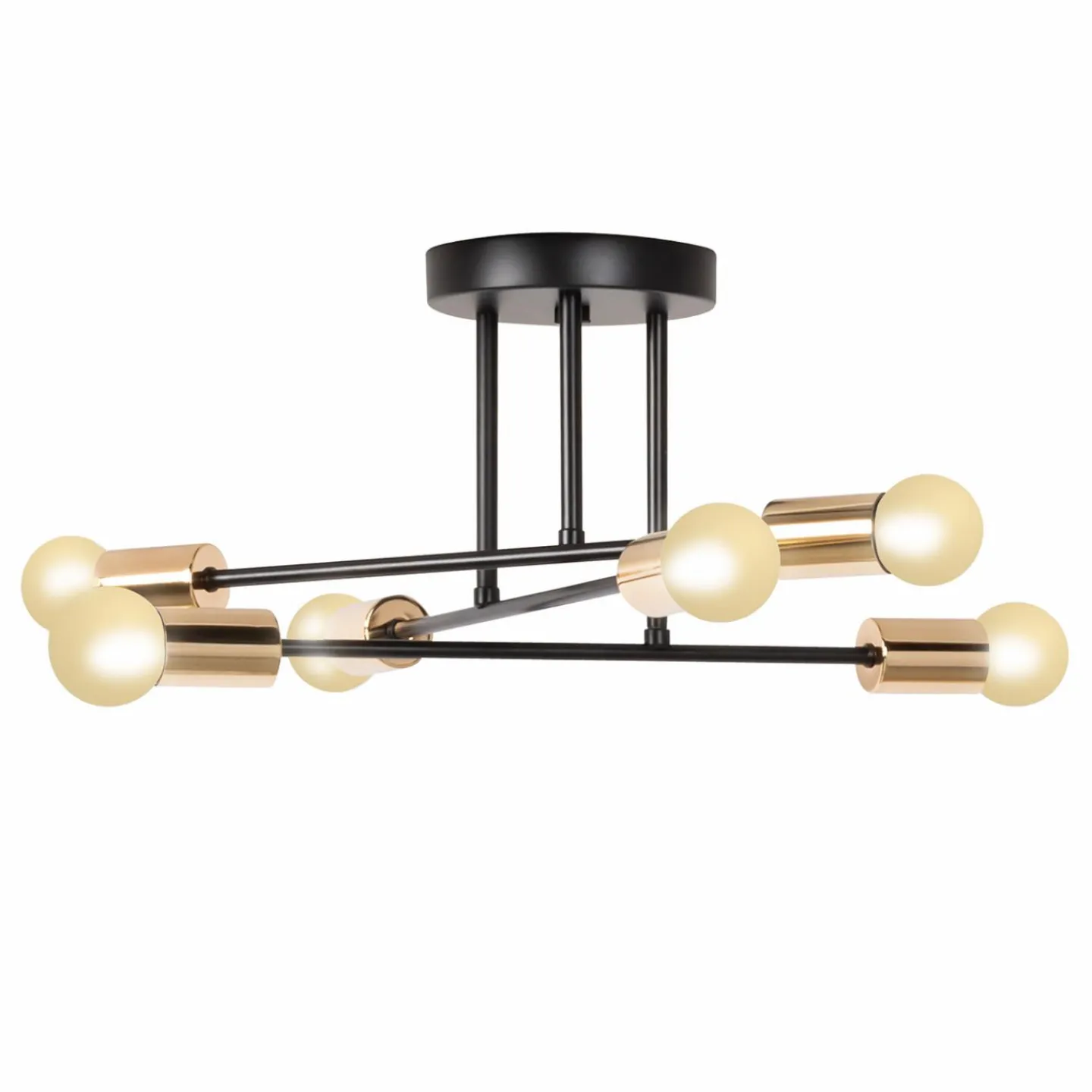 Lustre industriel 3 branches métal noir et doré*IDMarket New