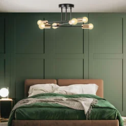 Lustre industriel 3 branches métal noir et doré*IDMarket New