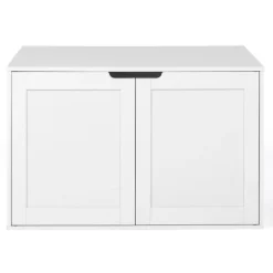 Maison de toilette pour chat - cache-litière avec doubles portes blanc*IDMarket Discount