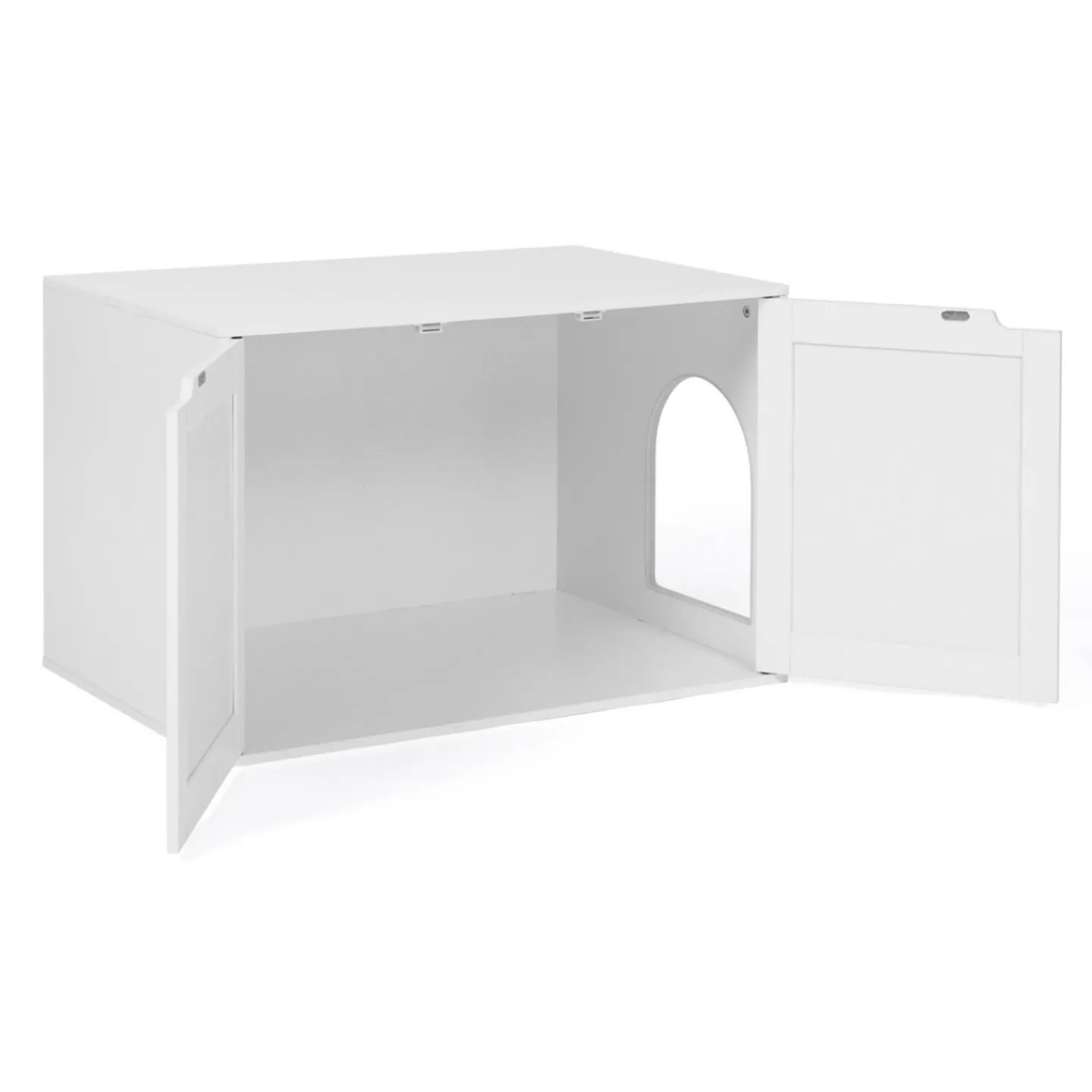 Maison de toilette pour chat - cache-litière avec doubles portes blanc*IDMarket Discount