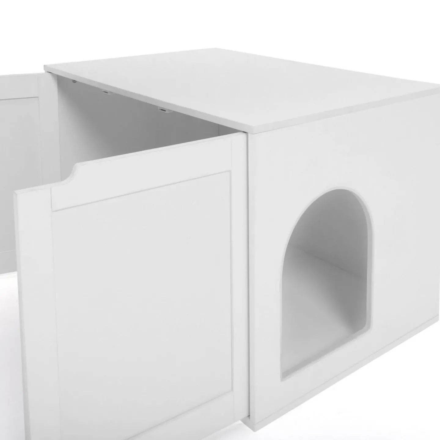 Maison de toilette pour chat - cache-litière avec doubles portes blanc*IDMarket Discount