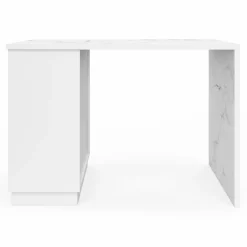 Mange-debout 4 personnes ilot central blanc et plateau marbre 130 cm*IDMarket Online