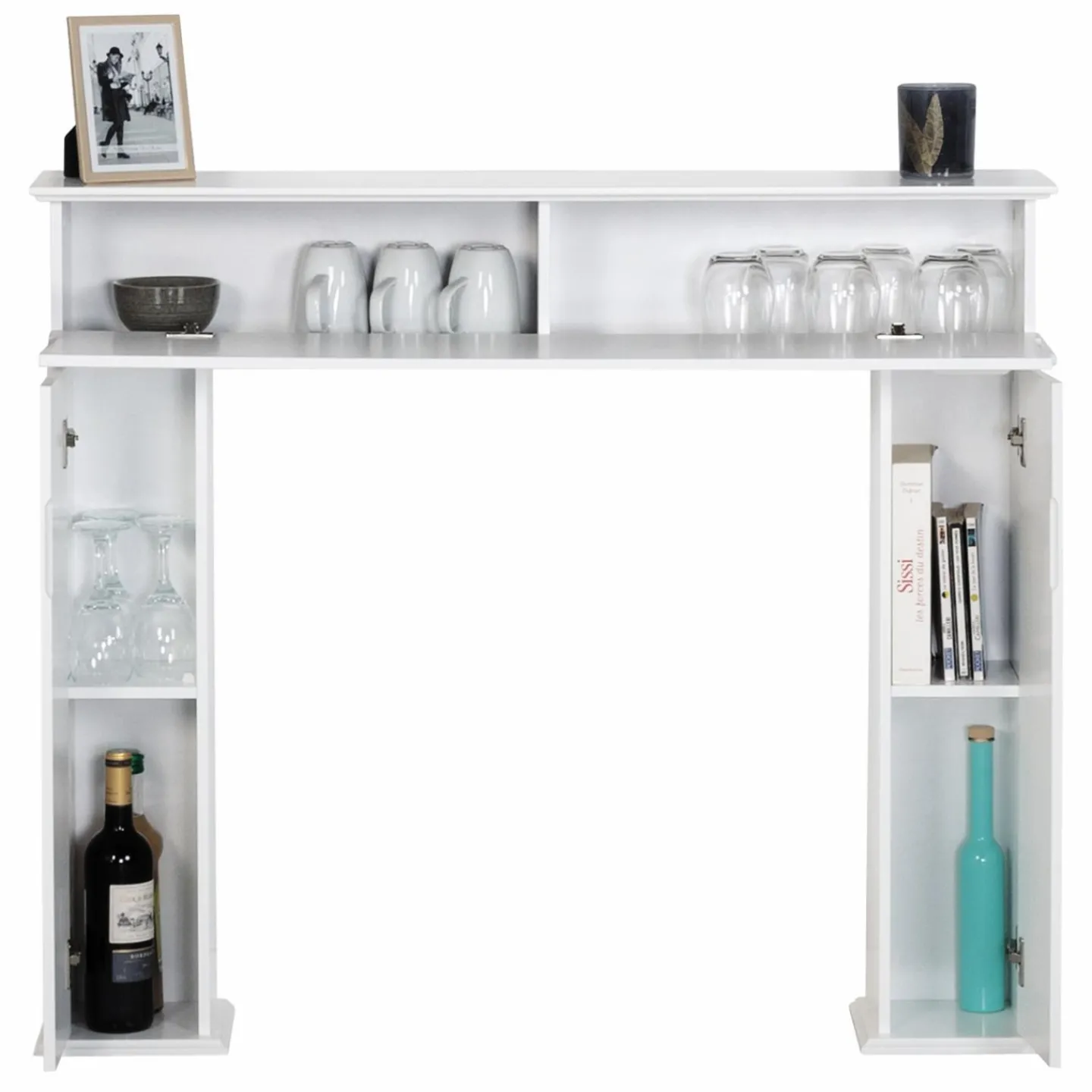 Manteau de cheminée console décorative avec rangement*IDMarket Clearance