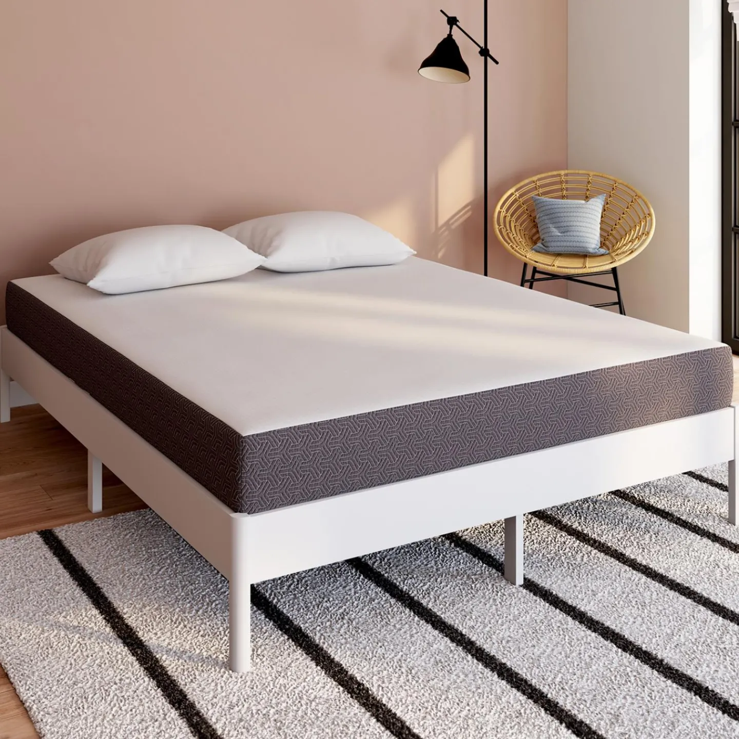 Matelas 160x200 cm à mémoire de forme épaisseur 20 cm blanc et gris*IDMarket Outlet