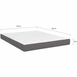 Matelas 160x200 cm à mémoire de forme épaisseur 20 cm blanc et gris*IDMarket Outlet