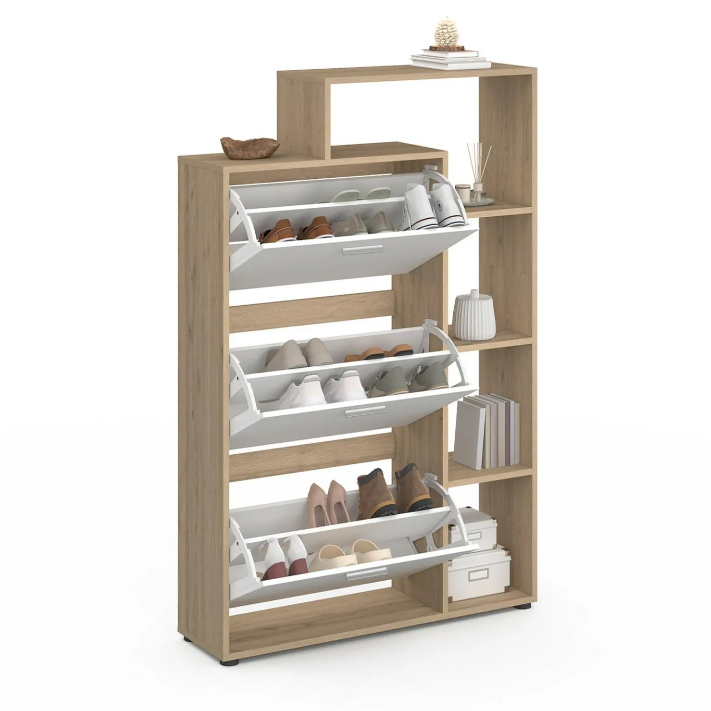 Meuble à chaussures 3 portes avec étagère*IDMarket Discount