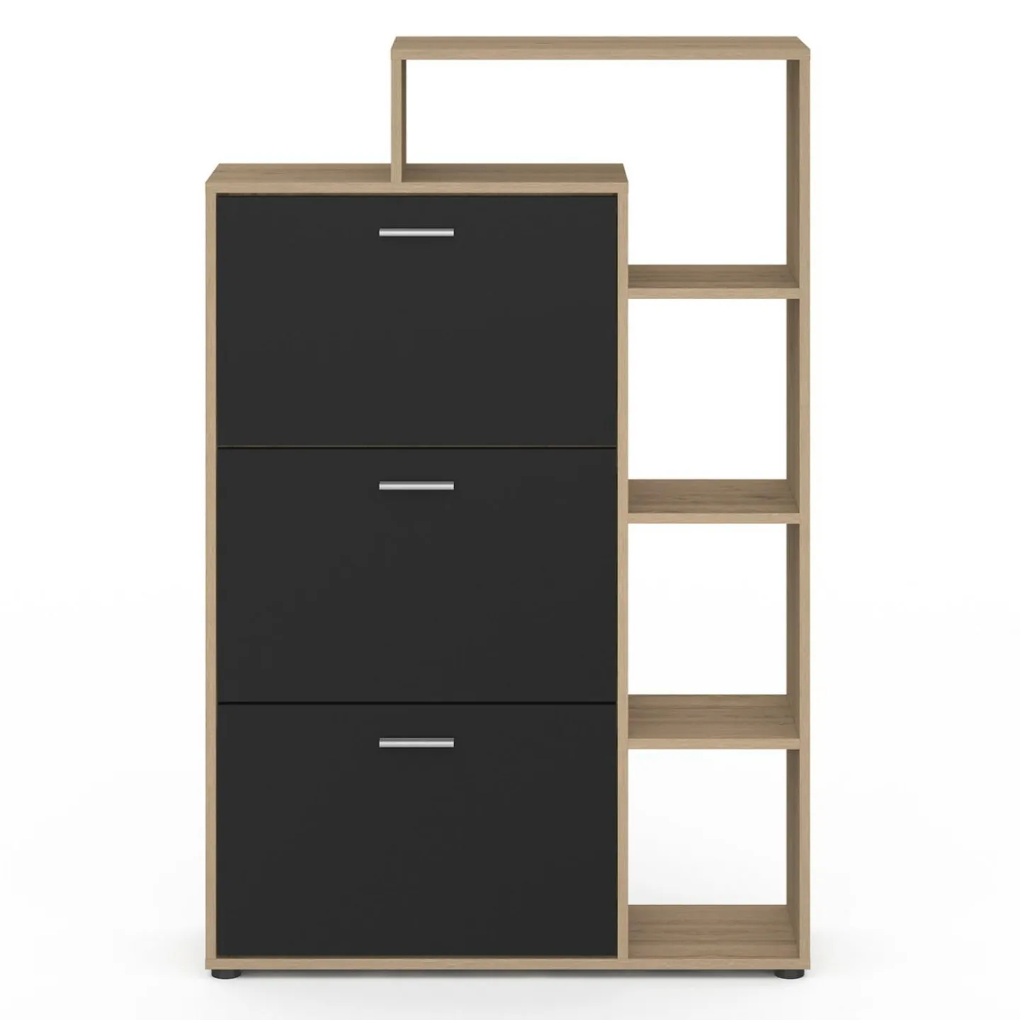 Meuble à chaussures 3 portes noires avec étagères*IDMarket