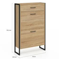 Meuble à chaussures avec 2 portes et 1 tiroir style industriel*IDMarket Discount