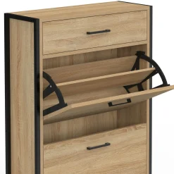 Meuble à chaussures avec 2 portes et 1 tiroir style industriel*IDMarket Discount