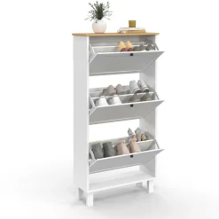 Meuble à chaussures blanc et bois*IDMarket Online