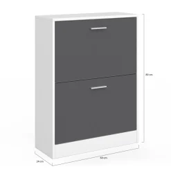 Meuble à chaussures blanc et gris 2 portes*IDMarket Best