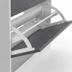 Meuble à chaussures blanc et gris 2 portes*IDMarket Best