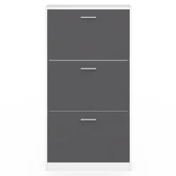 Meuble à chaussures blanc 3 portes grises*IDMarket Discount