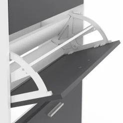 Meuble à chaussures blanc 3 portes grises*IDMarket Discount