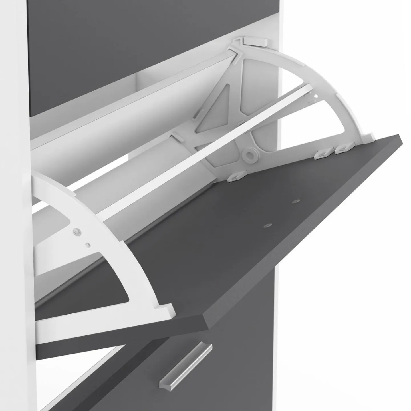 Meuble à chaussures blanc 3 portes grises*IDMarket Discount