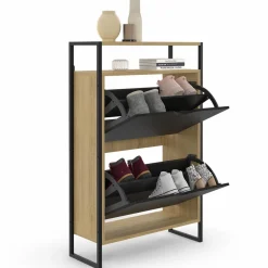Meuble à chaussures industriel avec 2 portes et étagère*IDMarket Best