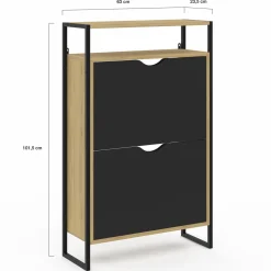 Meuble à chaussures industriel avec 2 portes et étagère*IDMarket Best