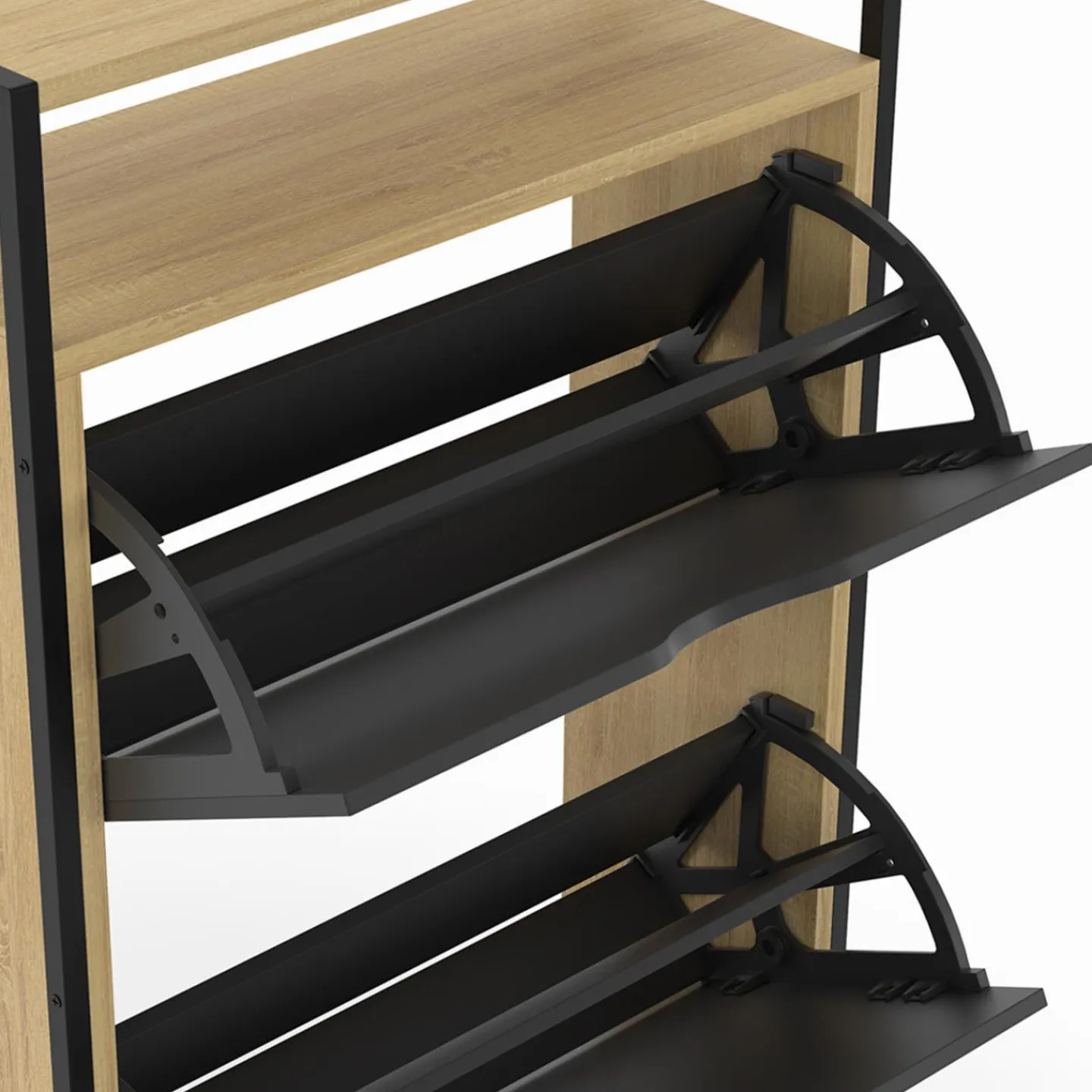 Meuble à chaussures industriel avec 2 portes et étagère*IDMarket Best