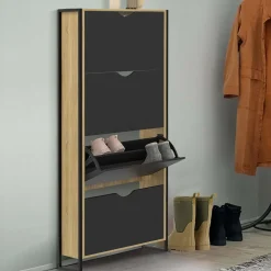 Meuble à chaussures industriel avec 4 portes*IDMarket Clearance