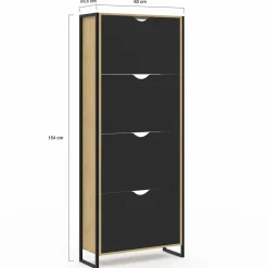 Meuble à chaussures industriel avec 4 portes*IDMarket Clearance