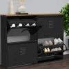 Meuble à chaussures industriel 20 paires 4 portes métalliques plateau bois*IDMarket Outlet