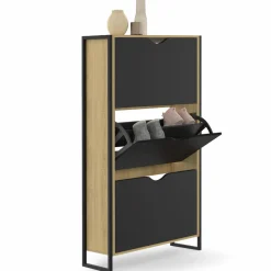 Meuble à chaussures industriel avec 3 portes*IDMarket Discount