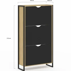 Meuble à chaussures industriel avec 3 portes*IDMarket Discount