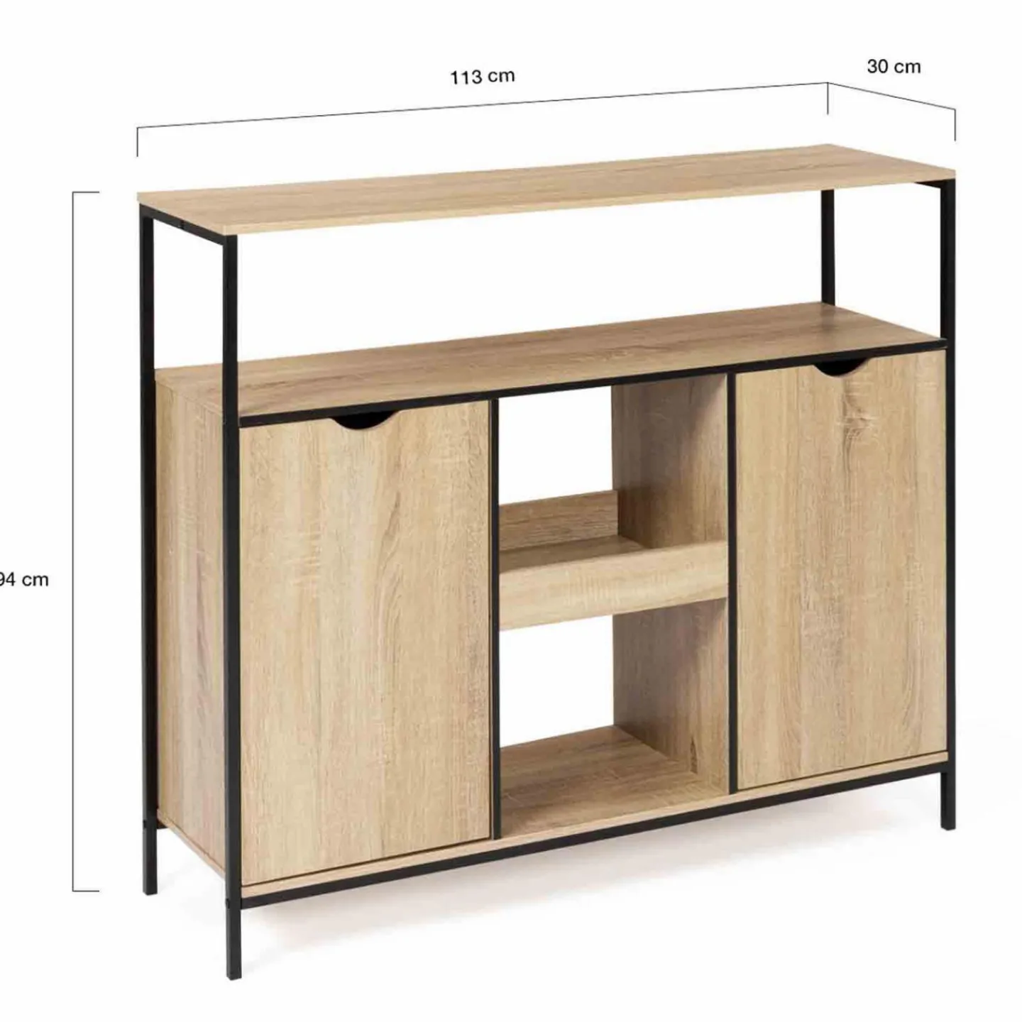 Meuble bar industriel en bois et métal avec portes et étagères*IDMarket Clearance