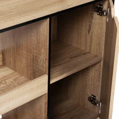 Meuble bar industriel en bois et métal avec portes et étagères*IDMarket Clearance