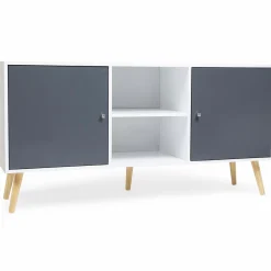Meuble buffet scandinave blanc et gris 2 portes*IDMarket Discount
