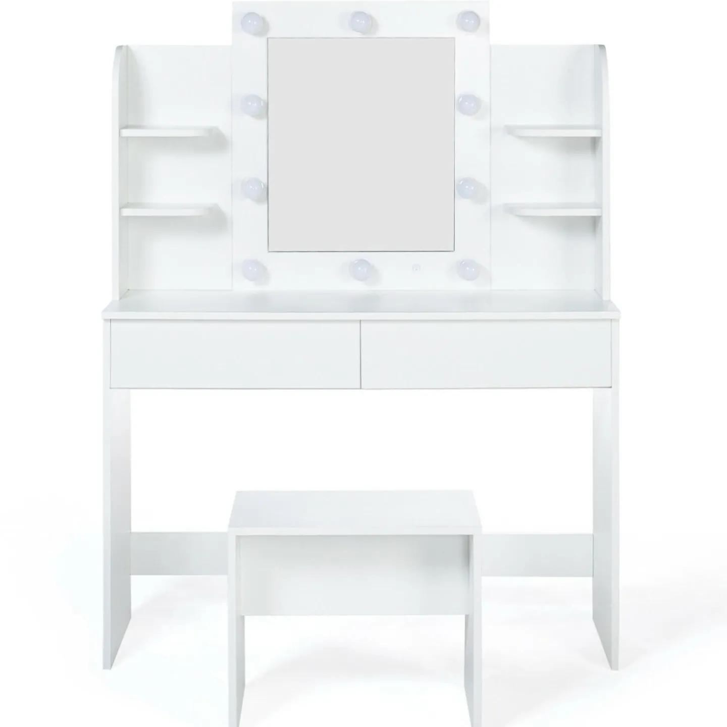 Meuble coiffeuse blanche avec miroir LED et tabouret*IDMarket Sale