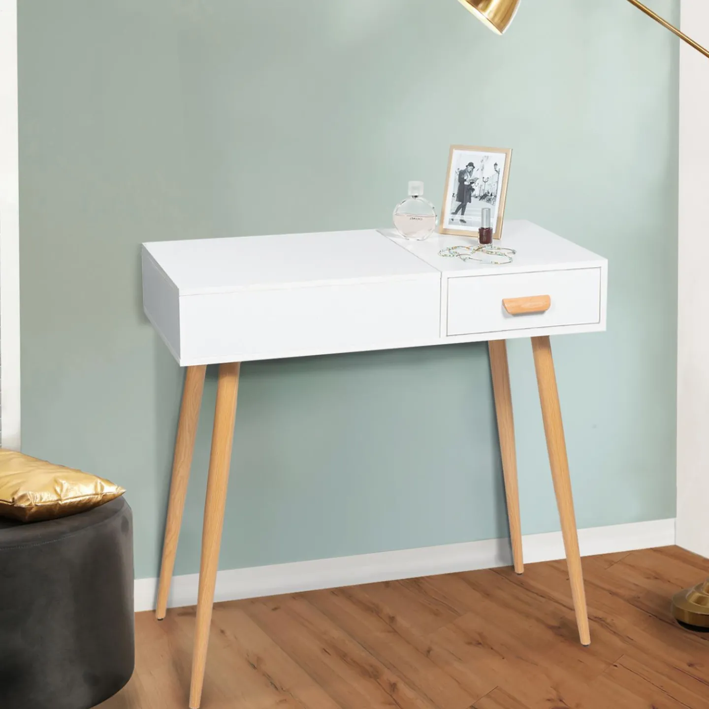 Meuble coiffeuse blanche style scandinave*IDMarket Clearance