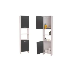 Meuble colonne salle de bain blanc et gris*IDMarket Best
