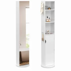Meuble colonne salle de bain pivotant blanc*IDMarket Discount