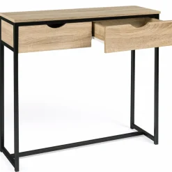 Meuble console industrielle 2 tiroirs bois et métal 90 cm*IDMarket Best