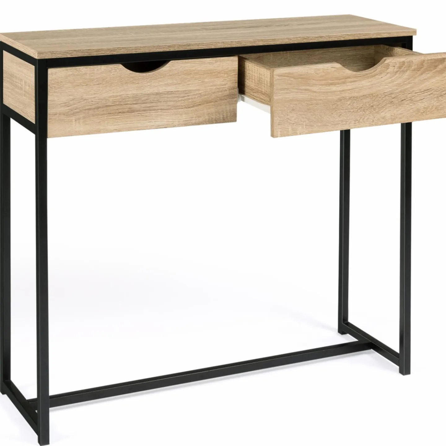 Meuble console industrielle 2 tiroirs bois et métal 90 cm*IDMarket Best