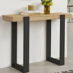 Meuble console noir et bois 100 cm*IDMarket New