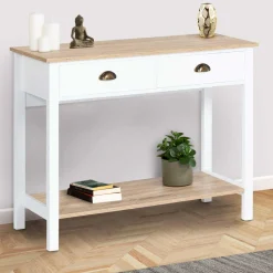 Meuble console vintage bois et blanc 100 cm*IDMarket Hot