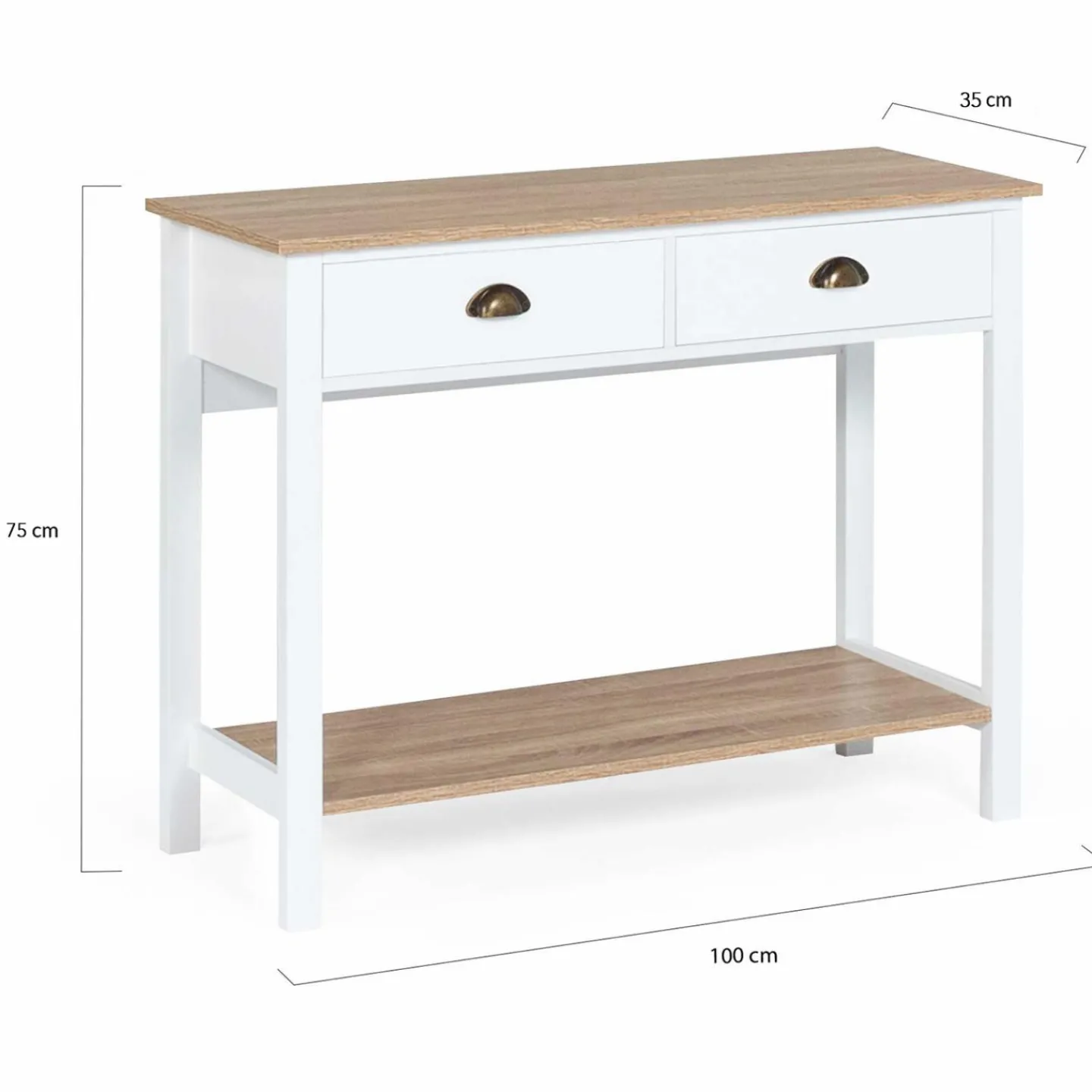 Meuble console vintage bois et blanc 100 cm*IDMarket Hot