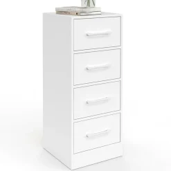 Meuble d'appoint 4 tiroirs 30 cm chiffonnier, meuble de rangement bois blanc*IDMarket Best