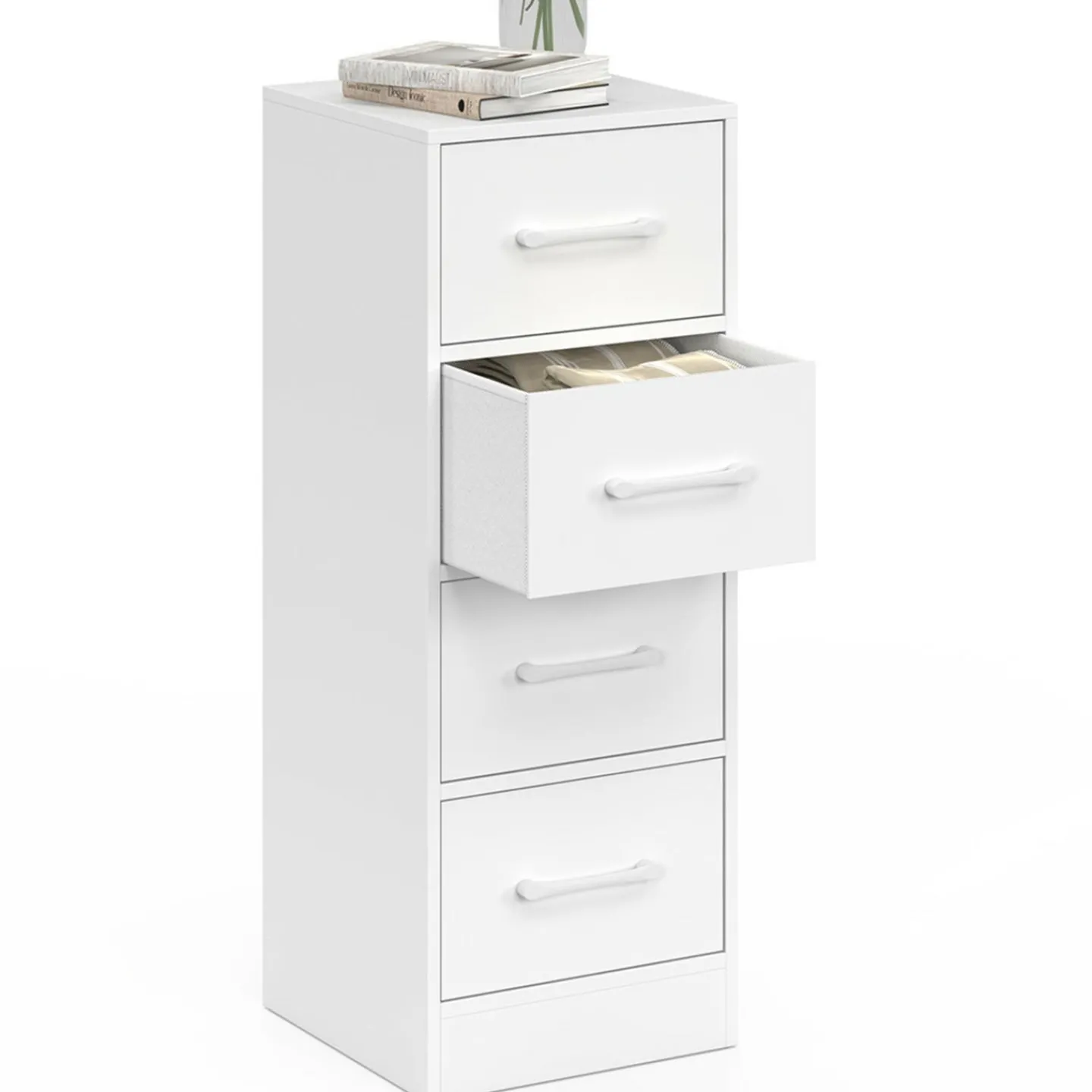 Meuble d'appoint 4 tiroirs 30 cm chiffonnier, meuble de rangement bois blanc*IDMarket Best