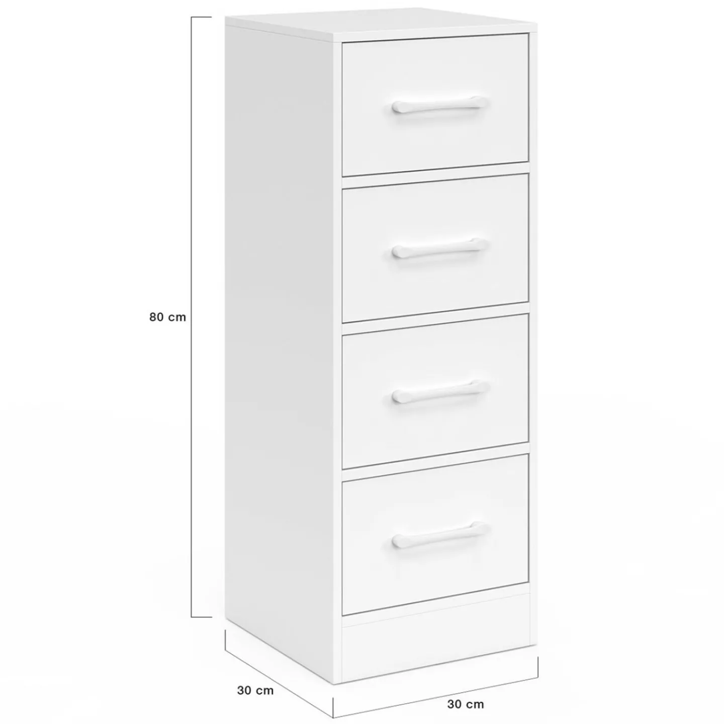 Meuble d'appoint 4 tiroirs 30 cm chiffonnier, meuble de rangement bois blanc*IDMarket Best