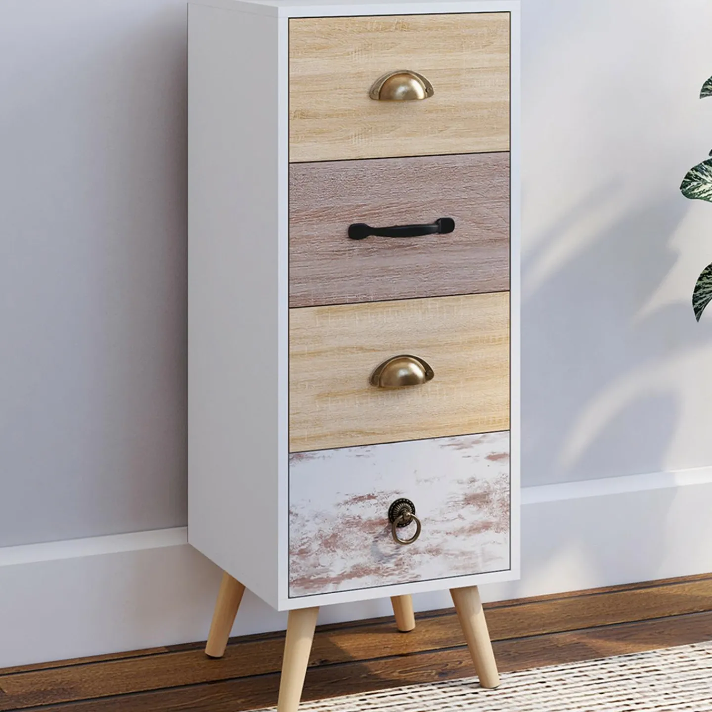 Meuble d'appoint 4 tiroirs 30 cm chiffonnier scandinave*IDMarket New