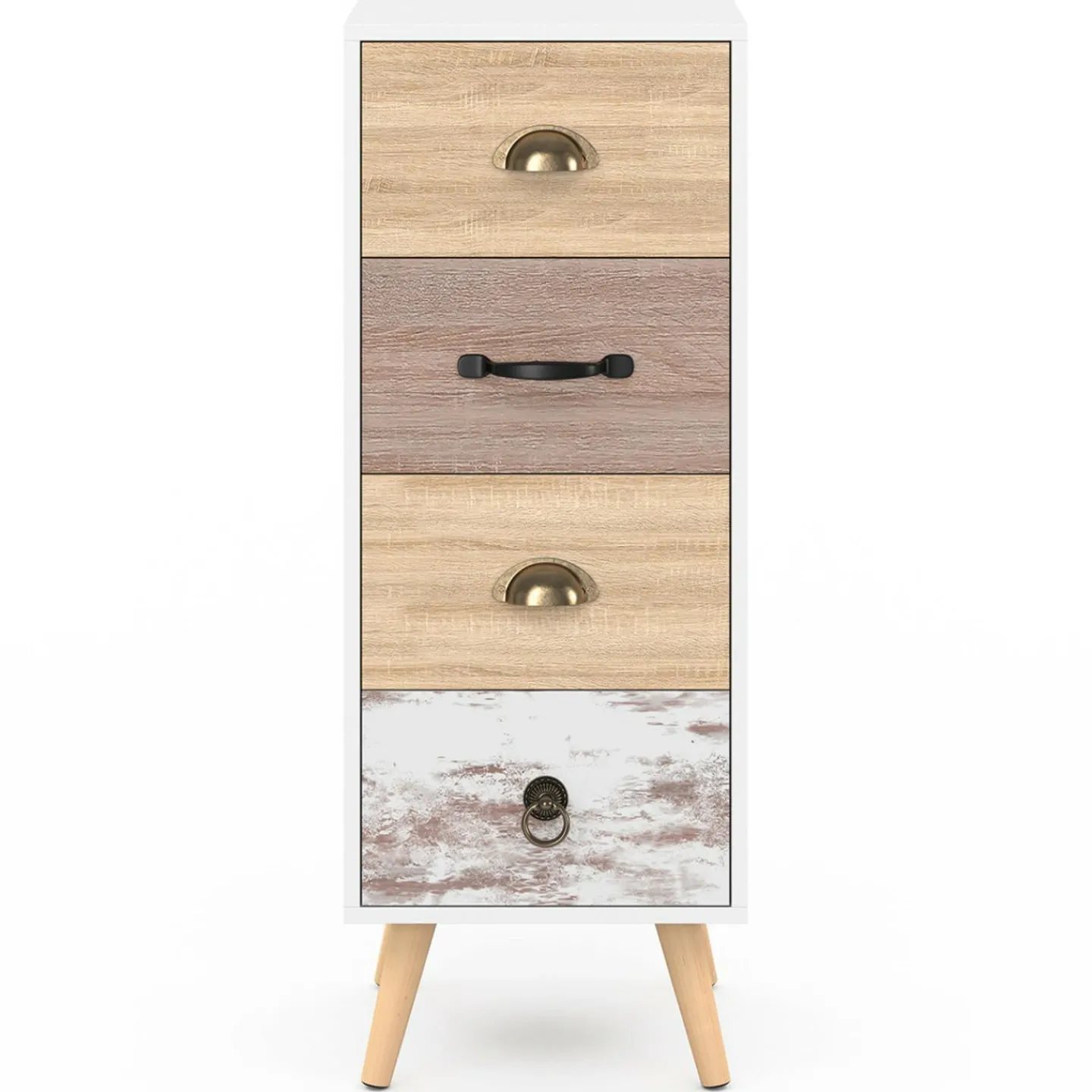 Meuble d'appoint 4 tiroirs 30 cm chiffonnier scandinave*IDMarket New